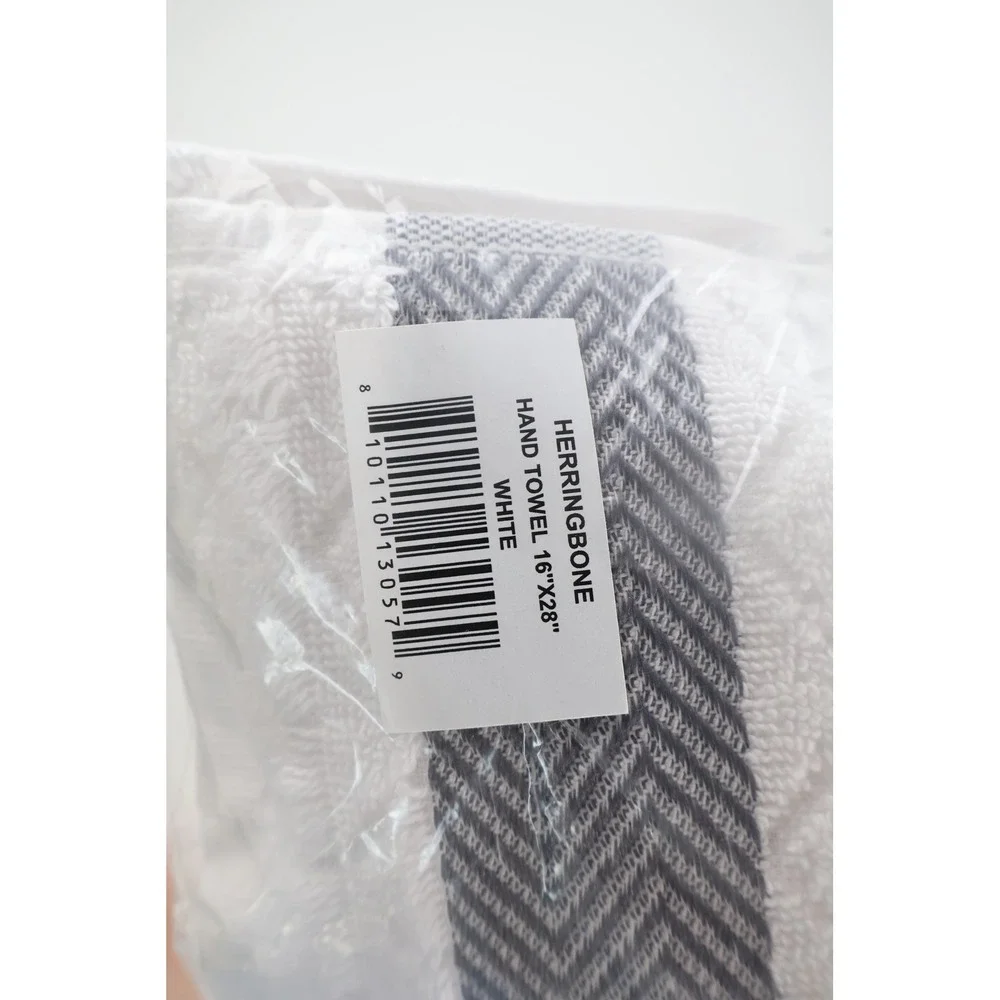 Brooks Brothers Hand Towel Herringbone 16x28 White Turkish‎ Cotton Bathroom